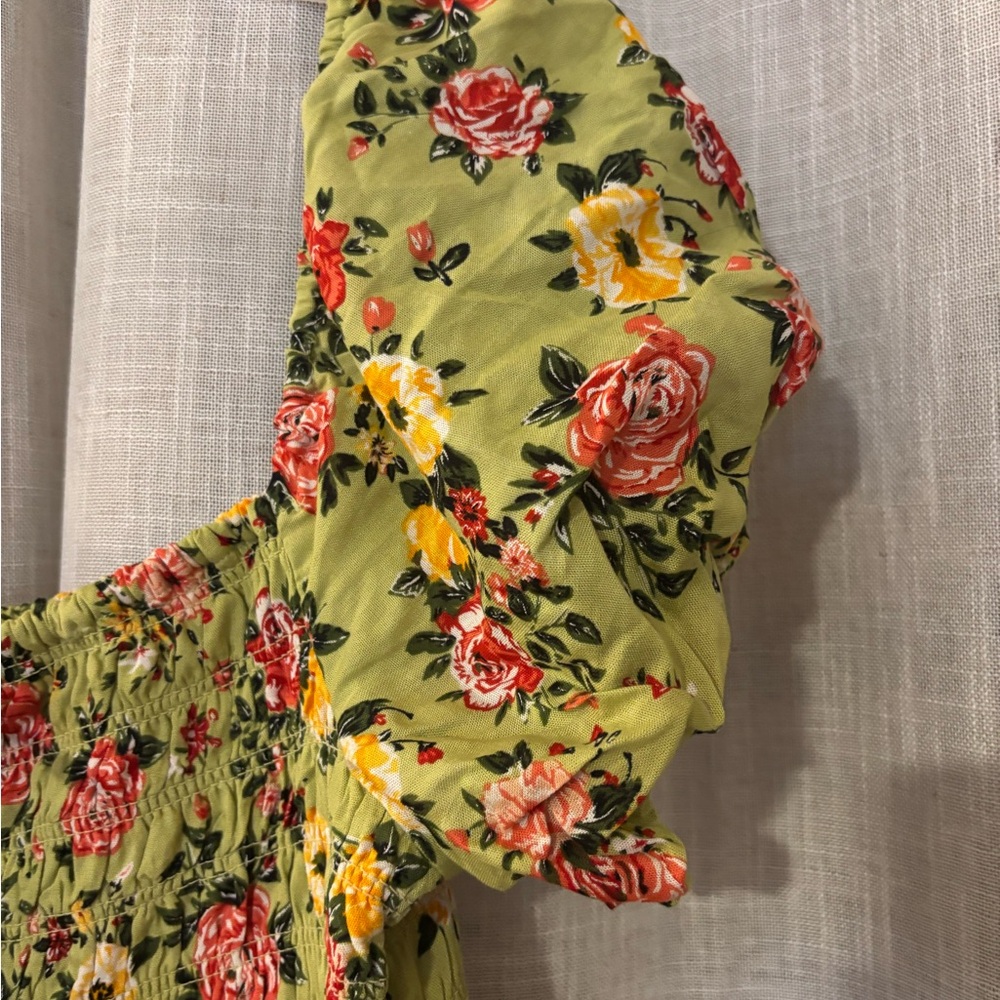Rebellion Again Floral Green Tiered Maxi Dress - Picture 4 of 10